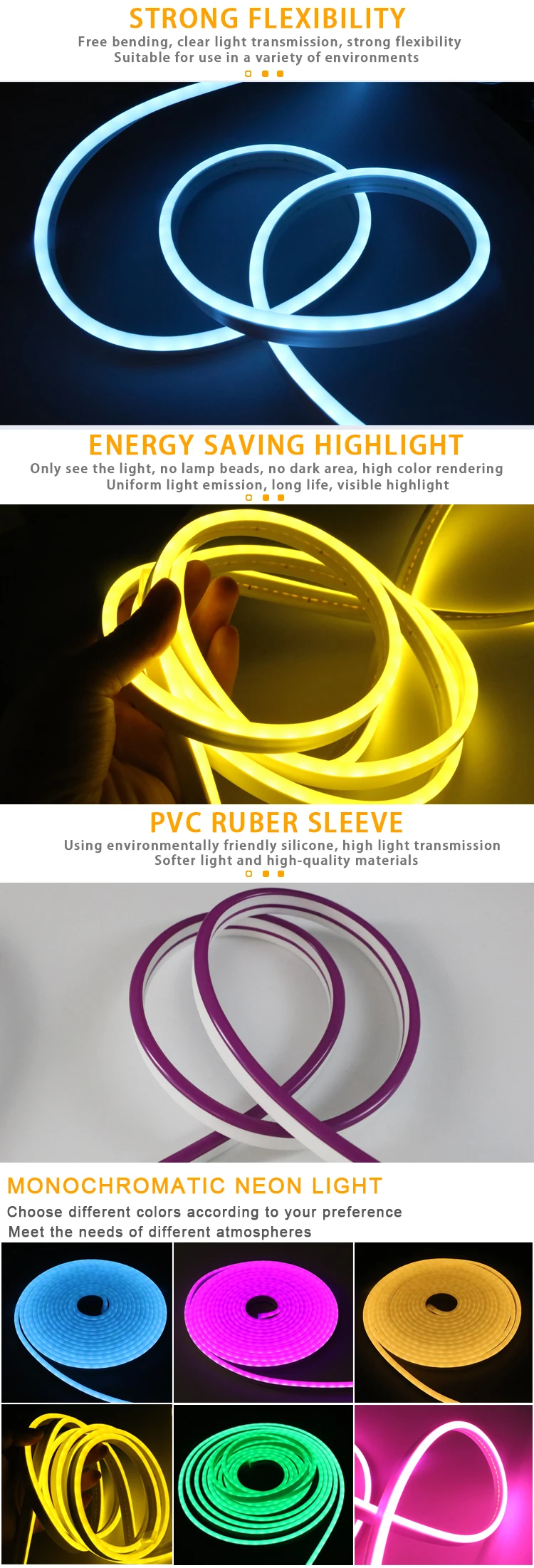 Neon Flex 12v Rgb 6*12mm Cut Silicone Led Neon Light Strip Rope For Diy