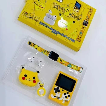 Pokémon Pikachu Themed 4 - in - 1 Gift Set: Game Console + Smart Watch + Wireless Earbuds + Earbud Case