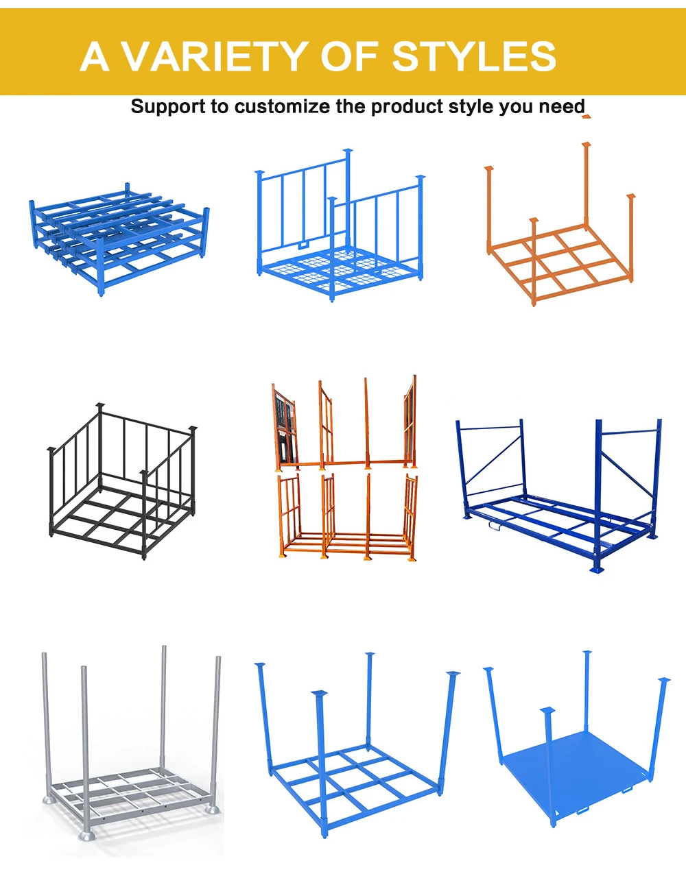 Warehouse storage display handling racking system folding stacking rack folding material handling equipment