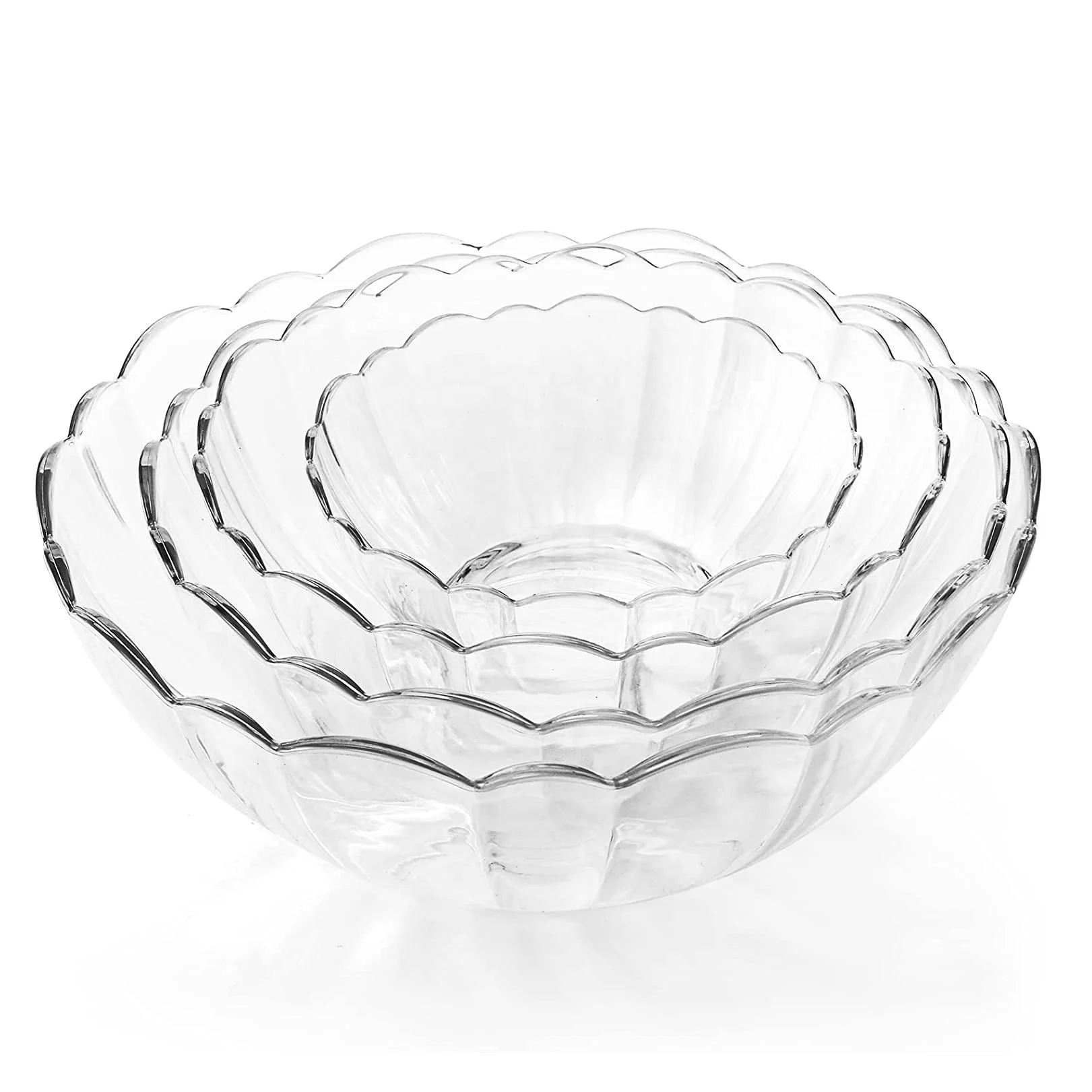 Flower-Shape Clear Glass Serving Salad Mixing Bowls for Lunch