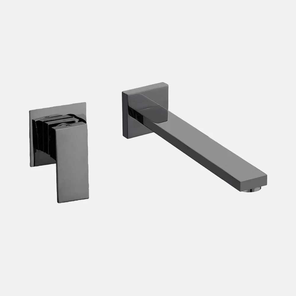 Unique Design Gun Metal  Wall Mounted Brass  Bathroom Basin Faucet Single Waterfall Hot And Cold Water Mixer Sink Faucet