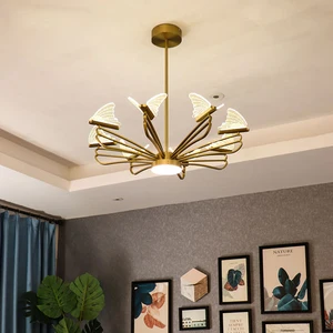 Nordic Decorative Gold Bronze Metal and Acrylic LED butterfly Chandelier Luxury Modern