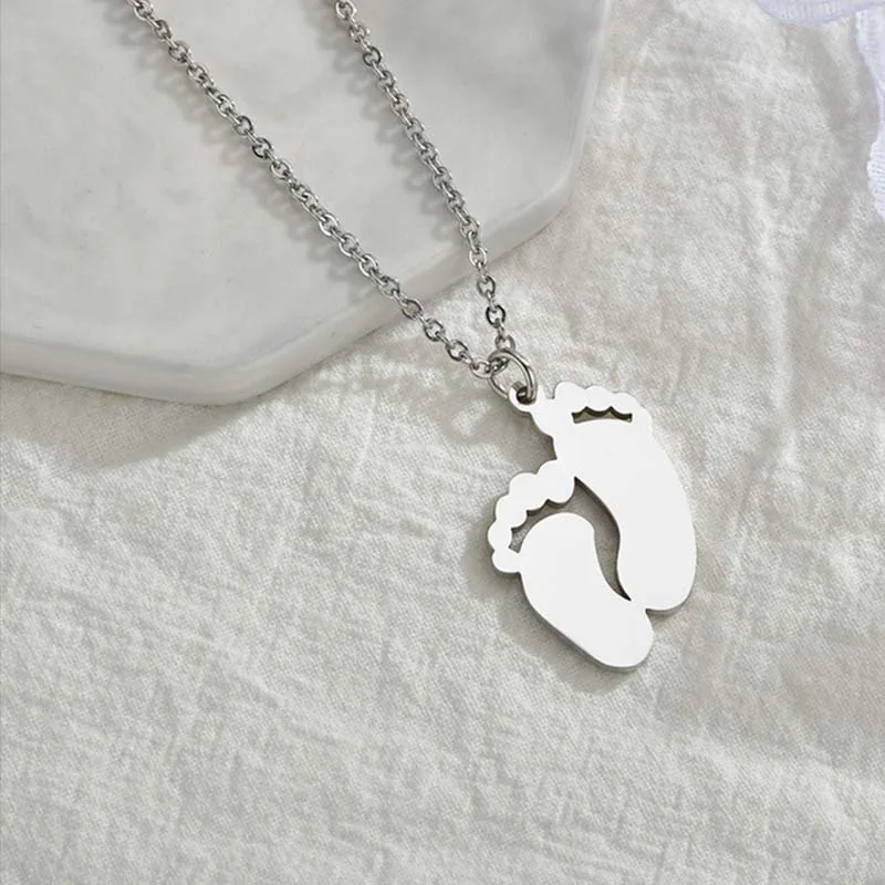 Baby Feet Pendant Engraved Necklace