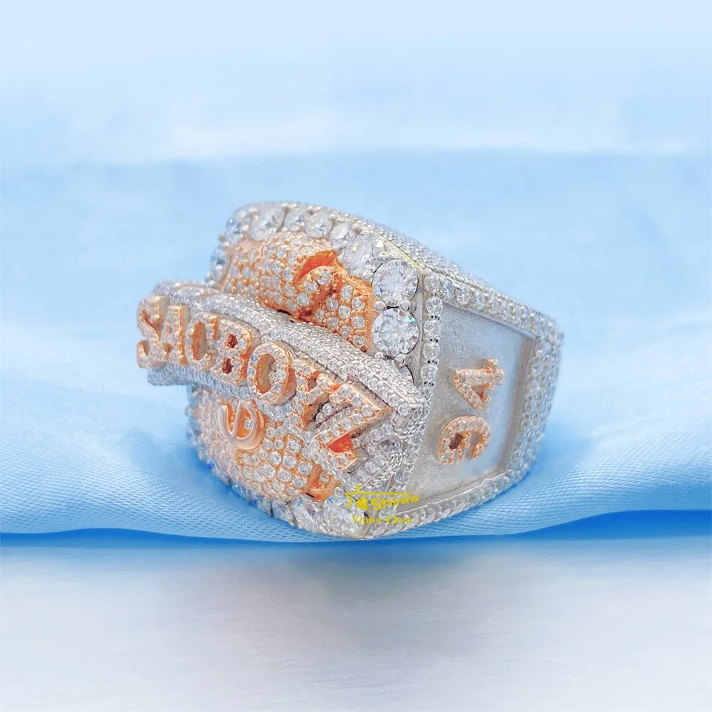 2022 Personal Custom Two Tone Iced Out Moissanite Diamond Champion Men Championship Rings