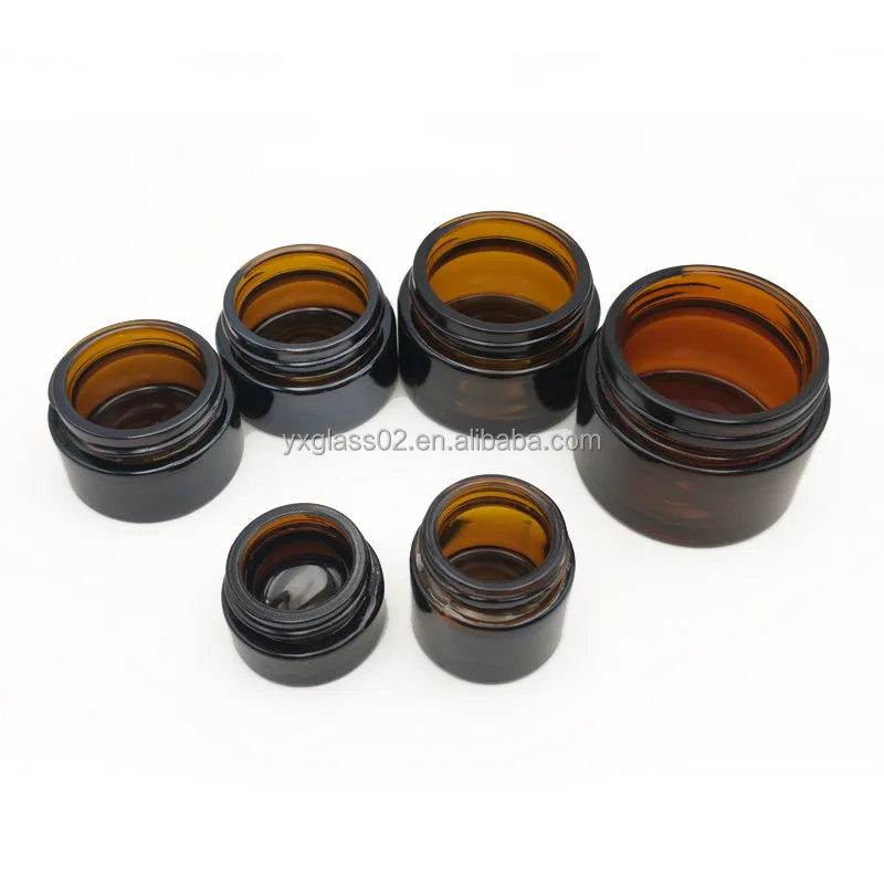 Wholesale amber empty round face cream glass jar with screw lid 10g15g20g30g50g details