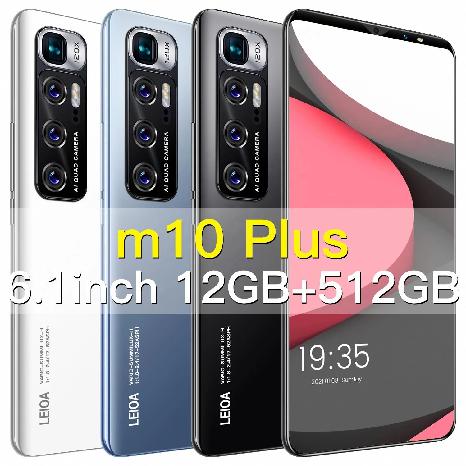 Оригинальный смартфон M10 Plus, 6,1 дюйма, 10 ядер, Android, 12 Гб + 512  ГБ, 4G, 5G, мобильный телефон большой емкости 4800 мАч, мобильные телефоны|  Alibaba.com