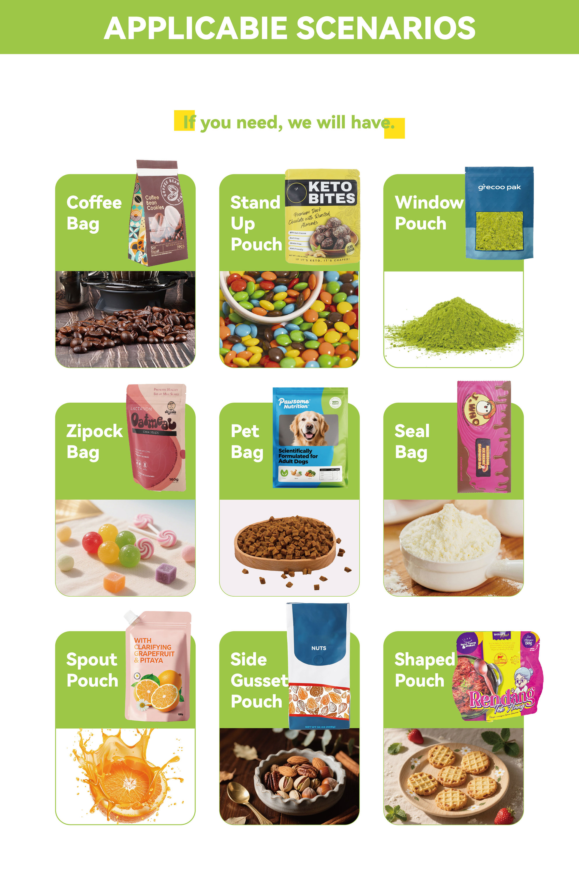 Custom Label Sticker for Waterproof Pouch Food Packaging Label Sticker ...