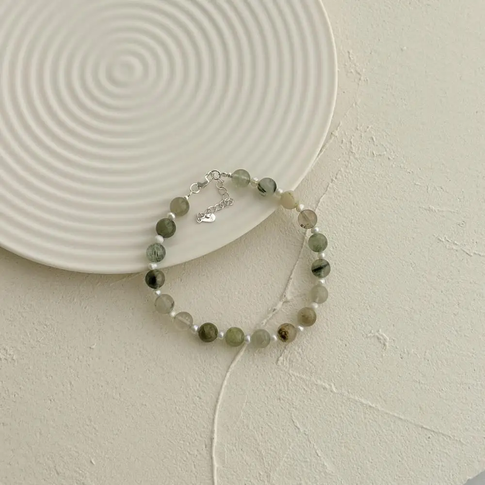KAKODIY Religious Special Style 925 Sterling Silver Jewelry Natural Green Hair Crystal Freshwater Pearl Bracelet detail 7