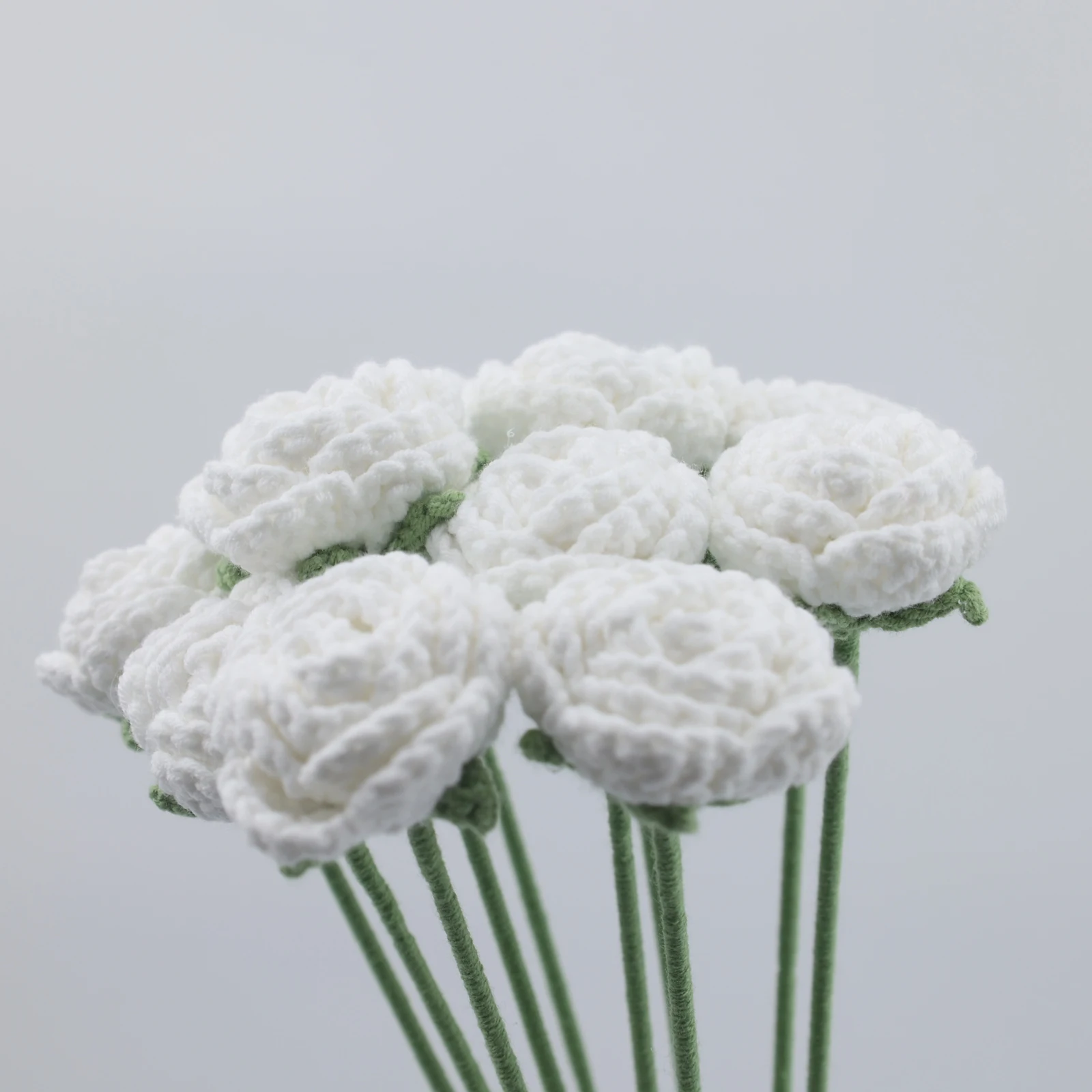 Crocheted Bubble Rose Bouquet 1pc DIY Handmade Woven Plant Simulation Flowers for Wedding Home or Girlfriend's Gift Crafts