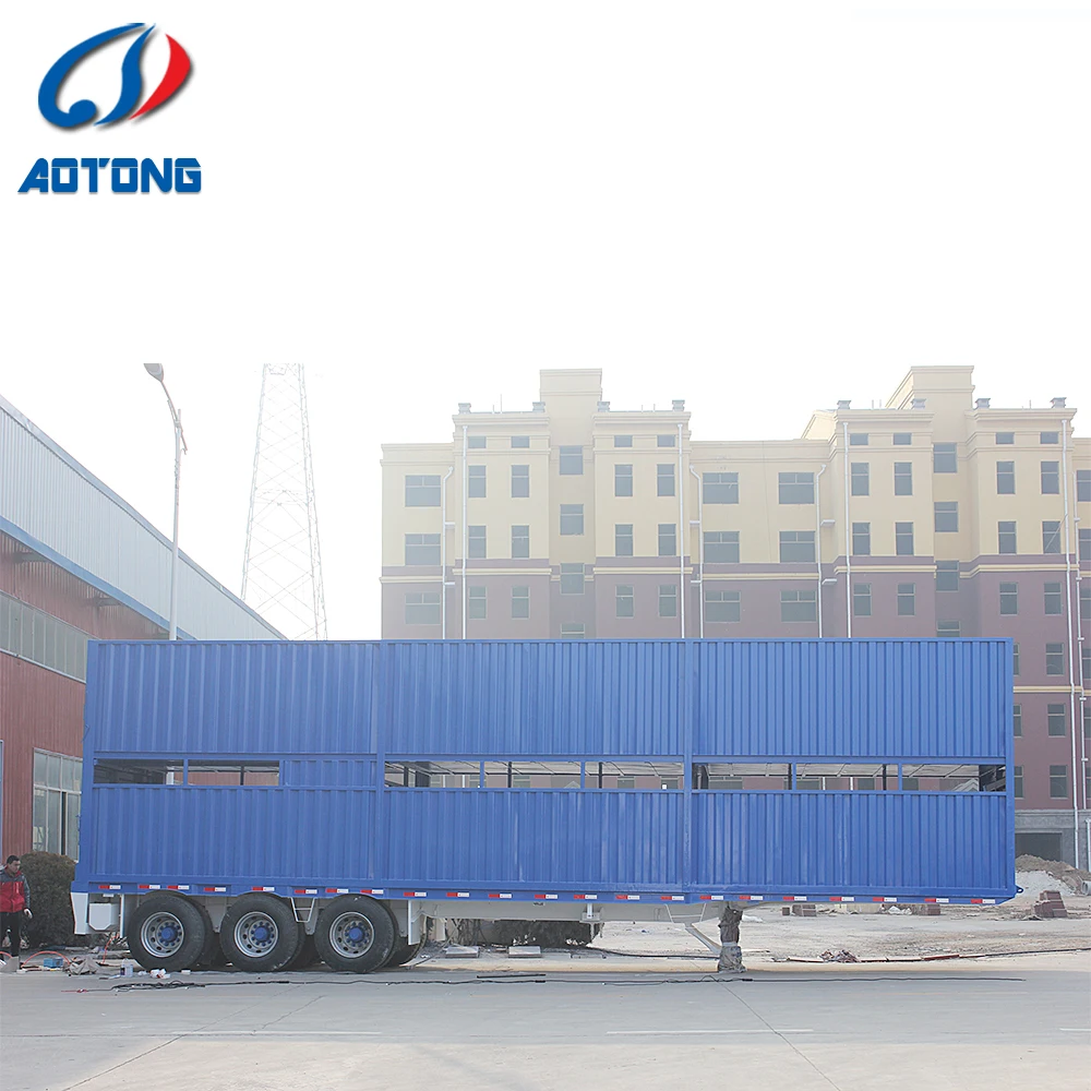 Steel Livestock Trailer Truck 3 Axle Sheep and Cattle Transporter with Fence Semi Trailer for Animal Transport