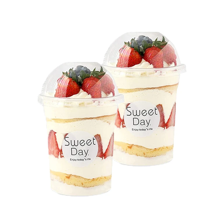 Clear Cheese Ice Cream Fruit Container PET Clear Mini Disposable Plastic Dessert Cups With Lid