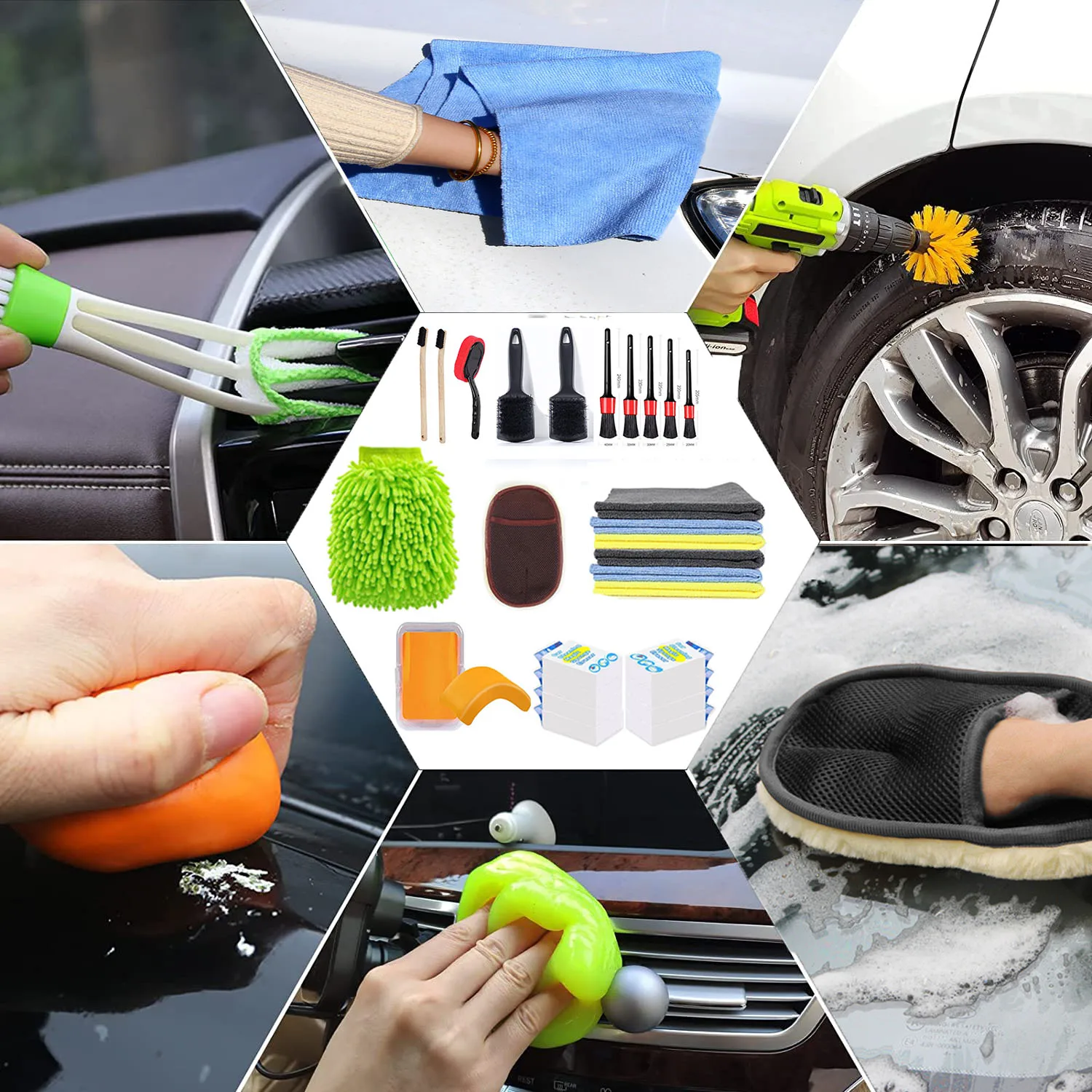 Factory Wholesale Auto Detailing Supplies Cleaning Tools 12 Piece Set Car Wash Cleaning Brush