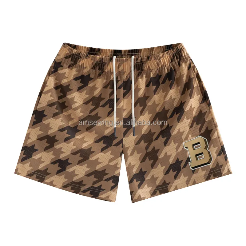 Eco été personnalisé Sublimation respirant maille RPET décontracté gymnase Boardshorts pantalons de survêtement vêtements d'entraînement basket-ball hommes 605_voghion.com