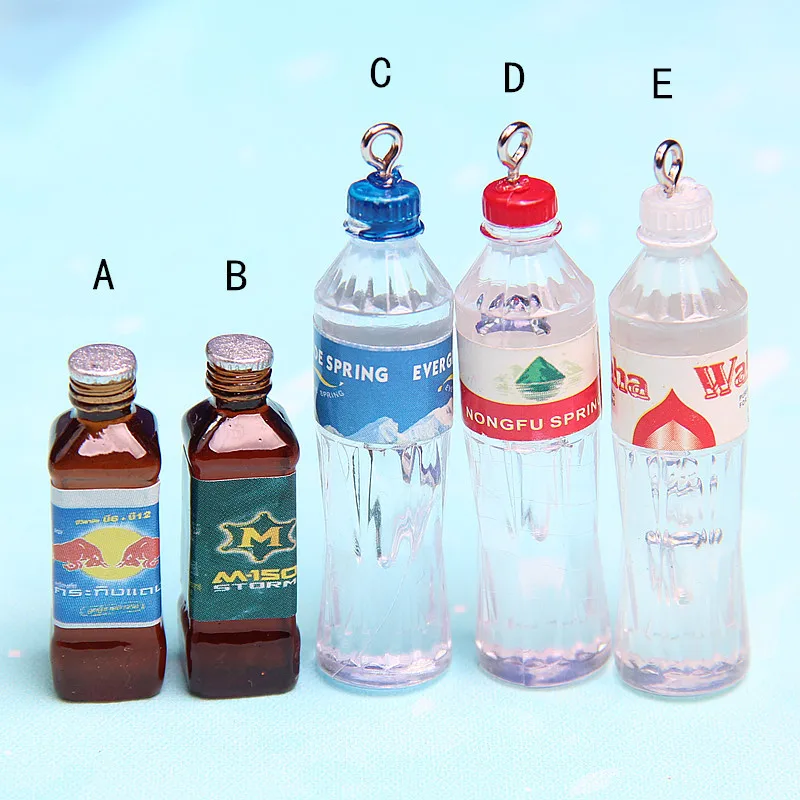 Free Shipping Simulated Mineral Water Bottles Drink Bottle Charms Resin Ornament Cute Jewelry Decoration Kawaii Resin Crafts