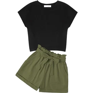 Wholesale Customization Short T-shirt and Shorts Girls Clothing Sets Cute 2 Pcs Girl Clothing Set