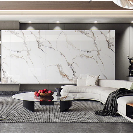 Melinco Modern Dining Interior Decorative Wall Panel PET Cladding Marble Texture Continuous Line Background Bamboo Fiber Solid