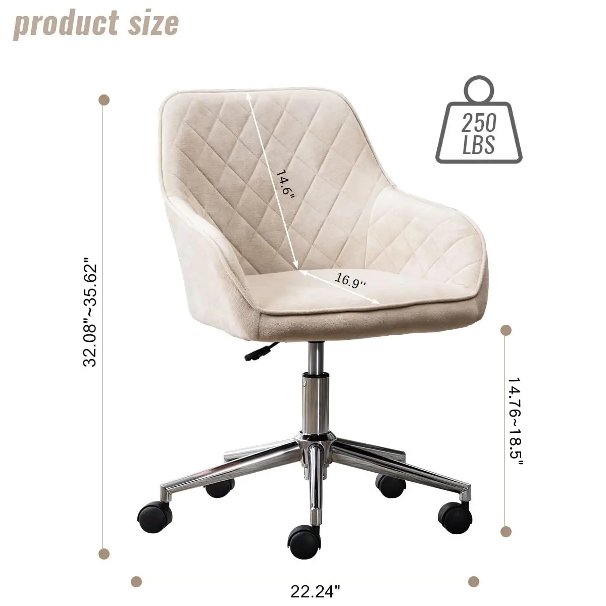 Modern Home Office Desk Chair - 360 Degree Swivel Task Chair