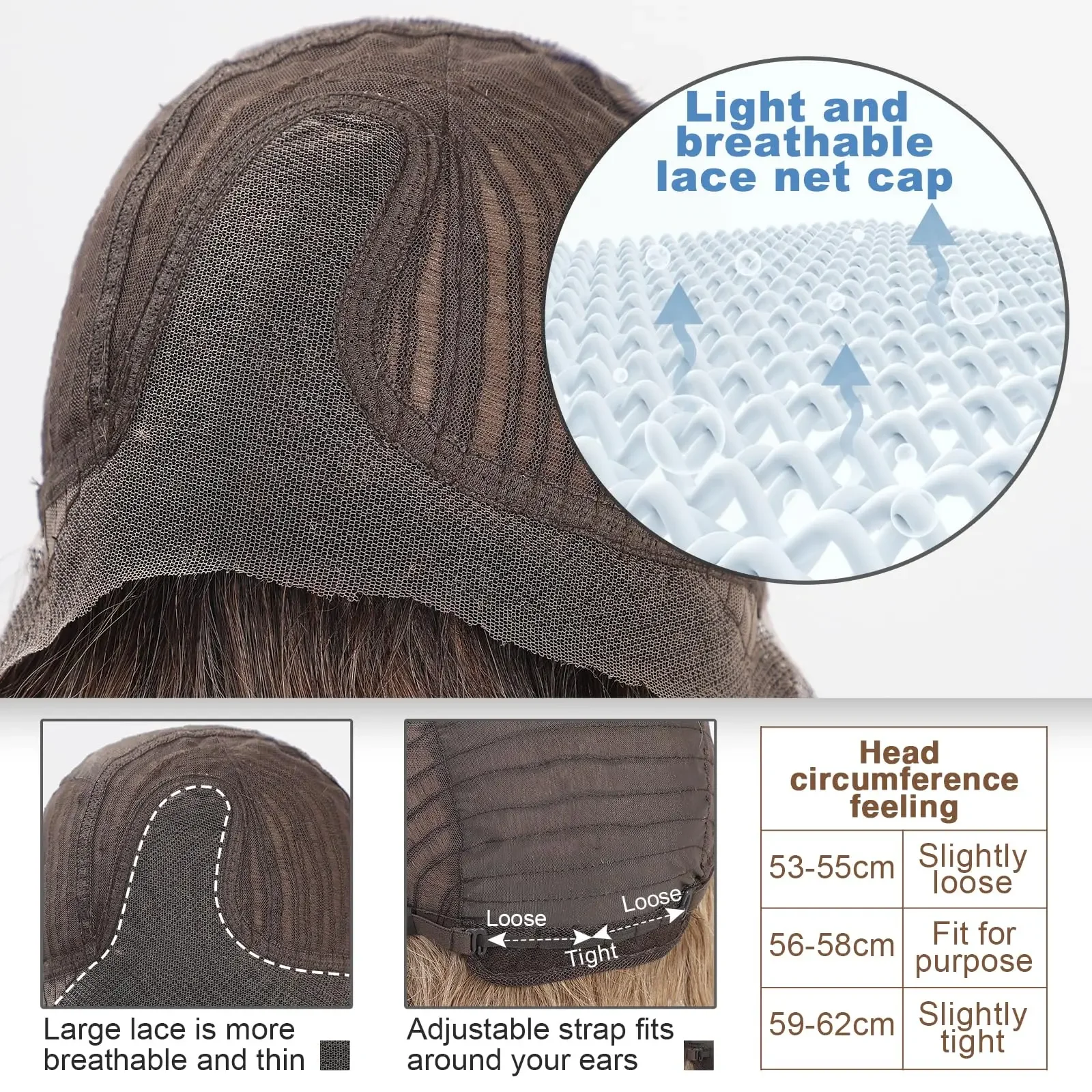 Parrucche frontali in pizzo con capelli umani biondi e castani ombré, corte, naturali e ondulate, Remy, per donne bianche_voghion.com