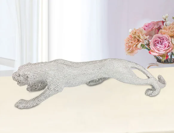 Custom Handmade Modern Abstract Gold Panther Resin Leopard Statue Decor Gifts Crafts Ornament