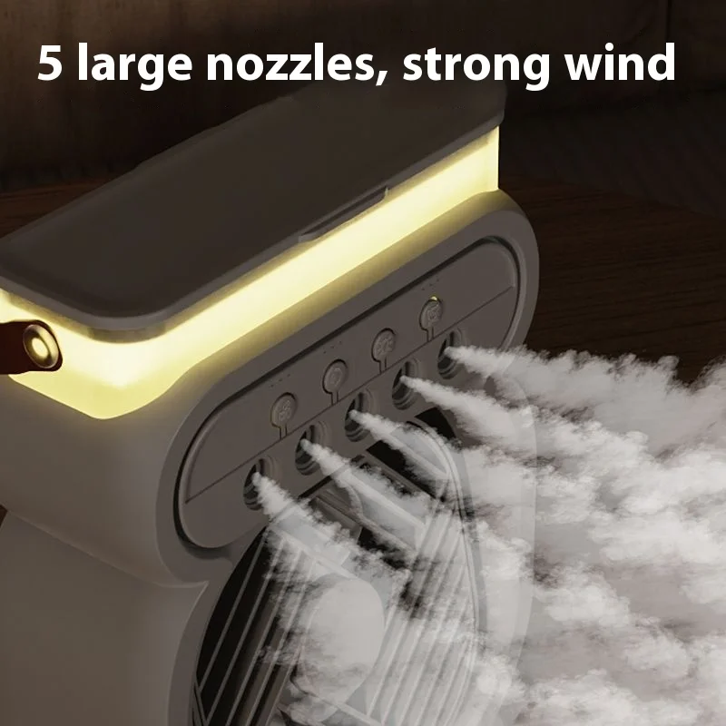 Mini ventilador de névoa, ventilador climatizador de ar externo, ventilador portátil com bateria recarregável, mini climatizador de ar para quintal._voghion.com