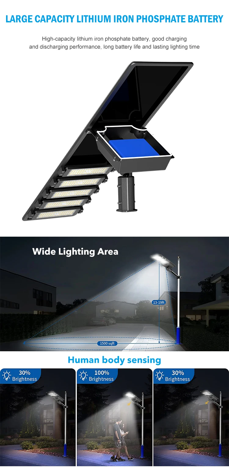 Outdoor Lighting Waterproof Ip65 Energy Saving 100w 150w 200w 250w All In One Integrated Led Solar Street Light