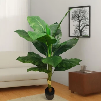 fake Leaf  Decoration  Modern manufacturer green pvc modern  Plastic Artificial Green Bonsai Plants For Entryway