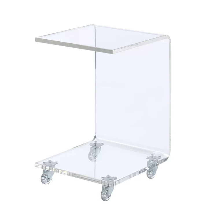 Customized Acrylic Event Side Table Modern Transparent C Shape Coffee