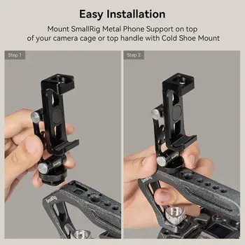 For SMALLRIG Universal Metal Phone Holder Adapter Support Cold Shoe Mount for iPhone 16 15 14 for Samsung for Galaxy Free Camera detail image
