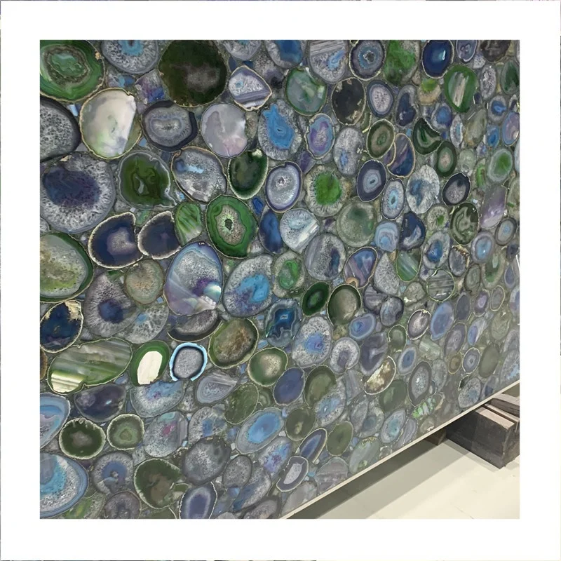 Прямо с завода полупрозрачные плиты и плитка из мрамора и агата синего и зелёного цветов, полудрагоценные камни для внутреннего декора