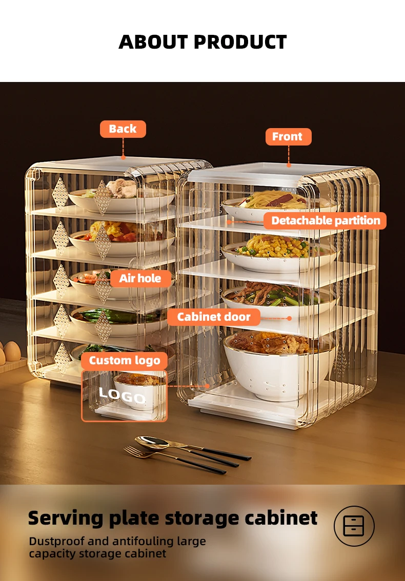 Wannuo 2/5 Layers Plastic Food Cover Dustproof Insect-proof Kitchen Storage Rack with Large Opening Height Adjustable supplier