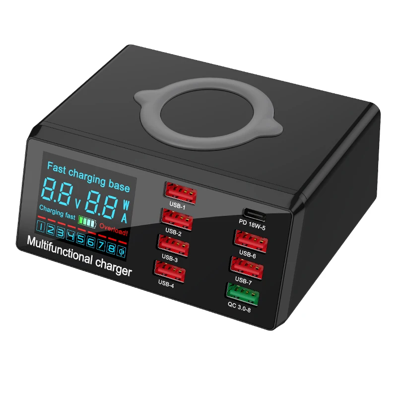 100W 8ポートマルチデバイス充電ステーション PD18W QC3.0 10W