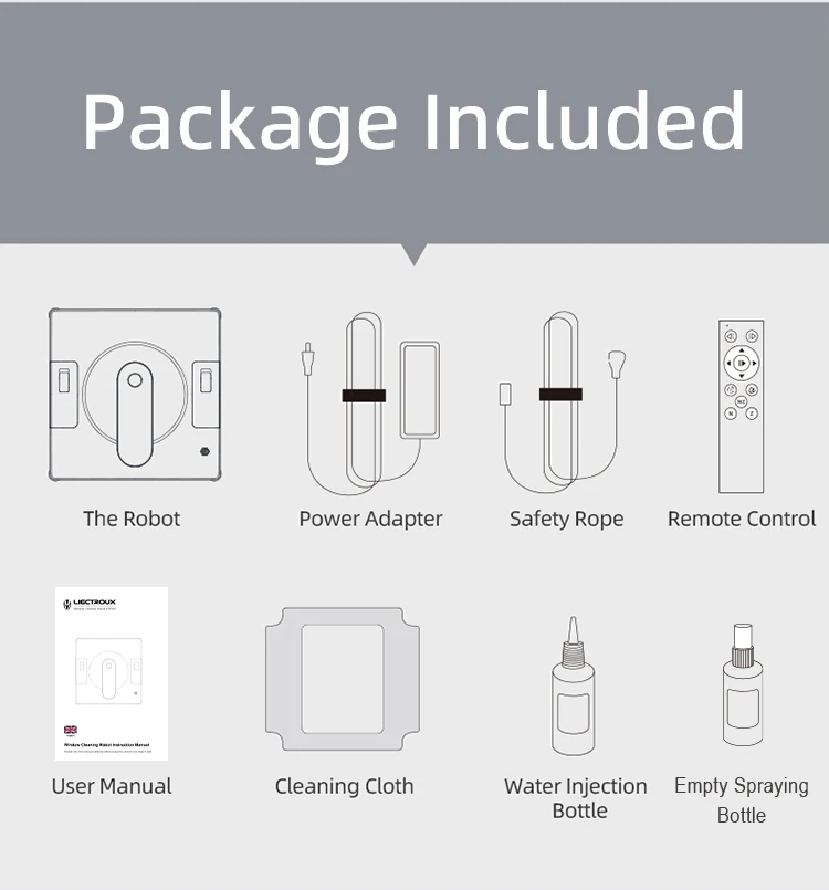 The Latest Upgrade Robot Window Cleaner with 2 Sides Water Tank, Auto Spray Water Robot Window Vacuum Cleaner