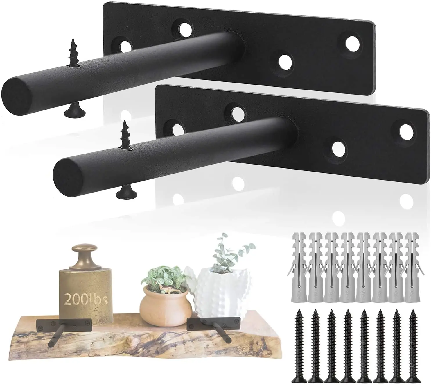 Floating Shelf Bracket Supports Concealed Wood Shelves Solid Steel Blind Mount Support Hidden Black Brackets Hardware