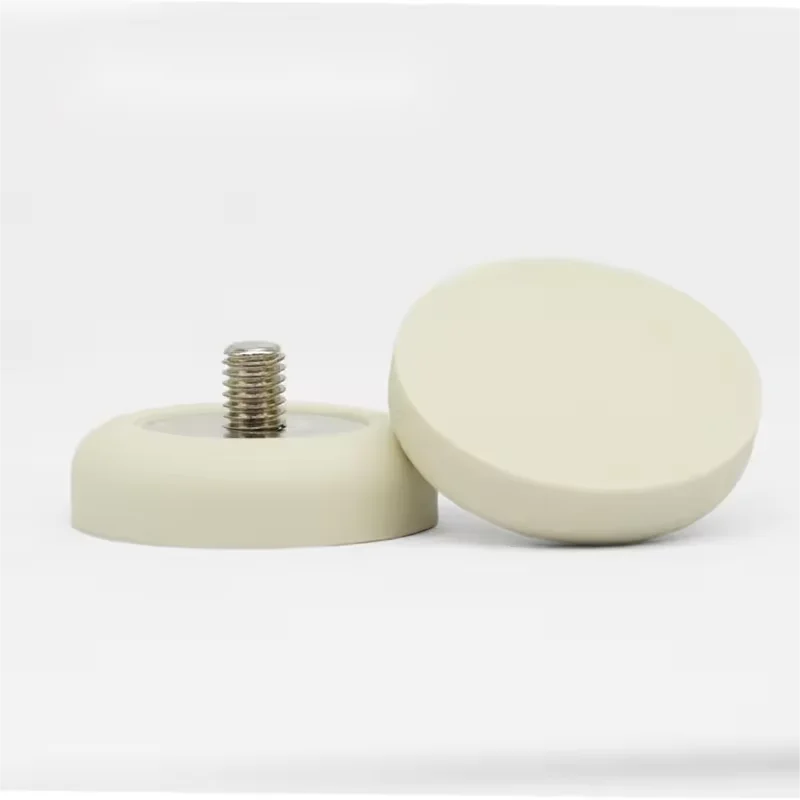 Strong Mounting Magnets female  External Threaded Stud Cup White Rubber Coated Pot Neodymium Magnet