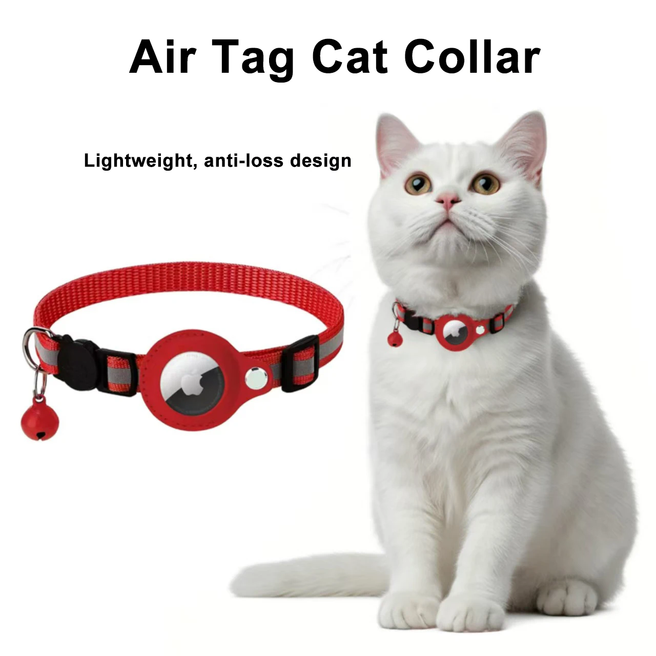 Hot Tracker Holder Cat Collars Reflective Kitten Bell for AirTag Collar With Holder Adjustable for AirTag Cat Collar