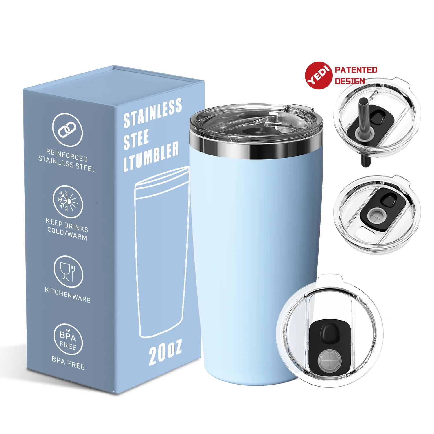 Custom in Bulk 10oz 20oz 30oz Double Wall Insulated Stainless Steel Coffee Wine Beer Tumbler Cup Travel Mug details
