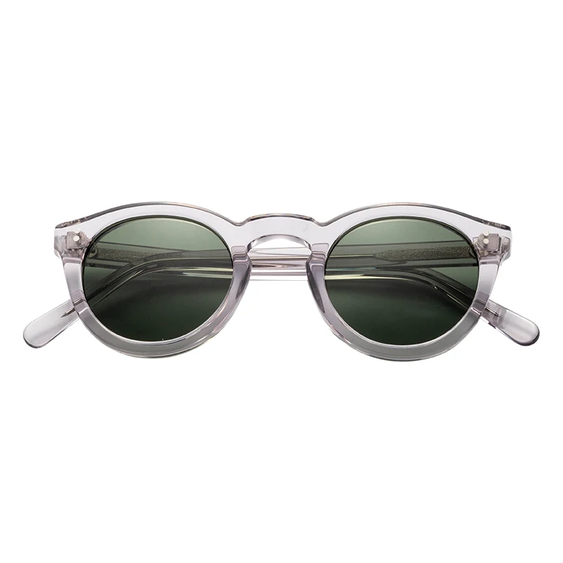 Retro Round Mazzucchelli Custom Logo Cellulose Acetate Frame Polarized Sunglasses