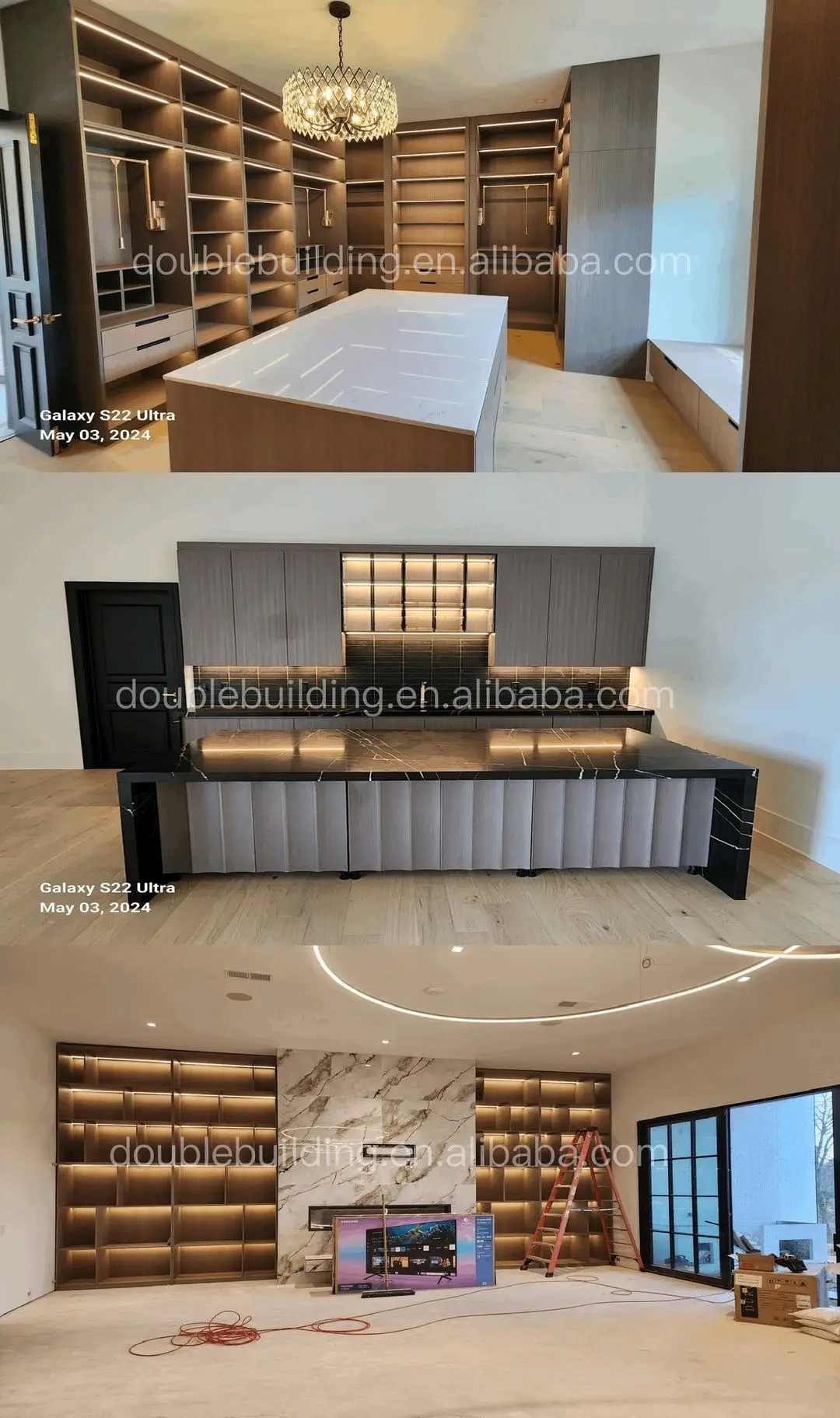 2024 New Style Custom Design Storage Furniture Modern Style Wood Veneer Kitchen Cabinet factory