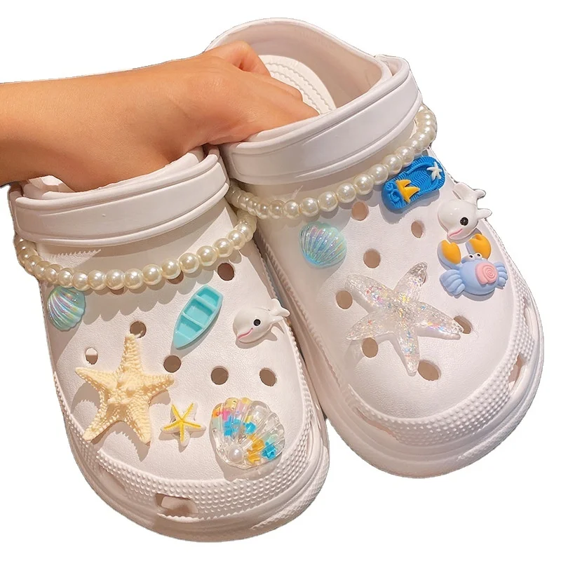 Artificial Pearl Shoe Charms For Girl Women Bling Croc Charms With