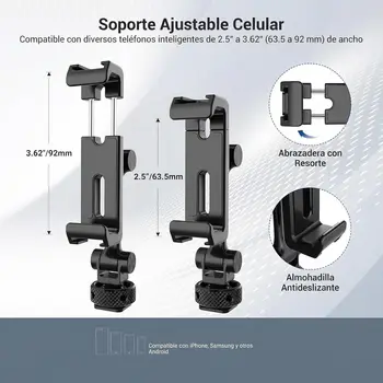 NEEWER Universal Soporte Mvil Stand Holder con Zapata Fra, Rosca 1/4", 360° Giro 180° Inclinacin 3 Eje Adaptador Trpode detail image