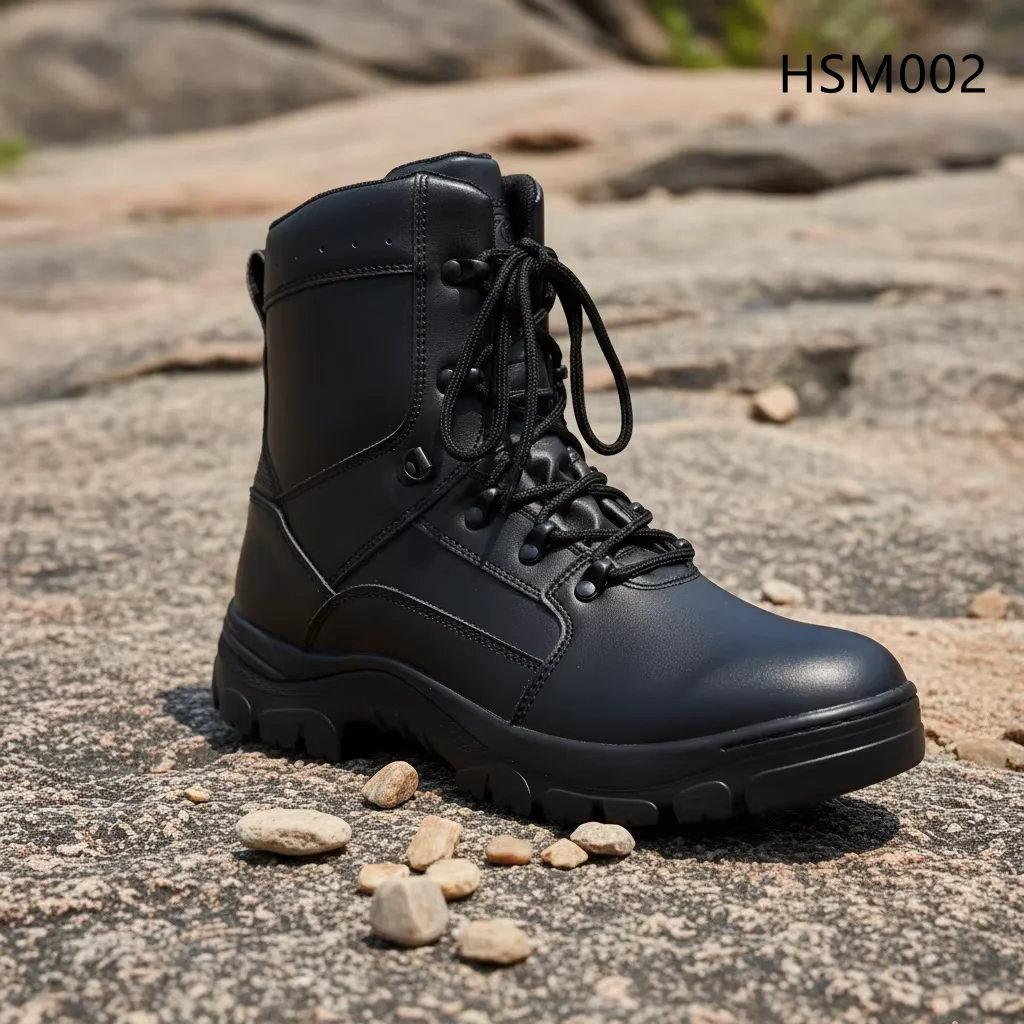 HY,Security Duty Patrol Full Leather Black Combat Fighting Boots 2026 Outdoor Essential No-marking 6 Inch Tactical Boots HSM002