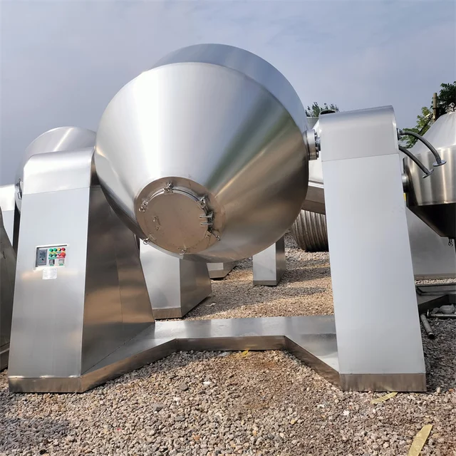 Ceramic double-cone dryer for 5000 liters of granular powder mixture drying