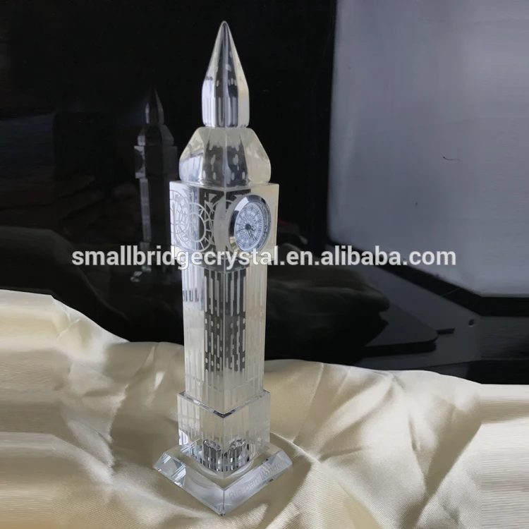 Small Bridge Wholesale Customization London Big Ben Souvenir Gifts 3d Crystal Building Model Sandblasting Glass Crystal Model