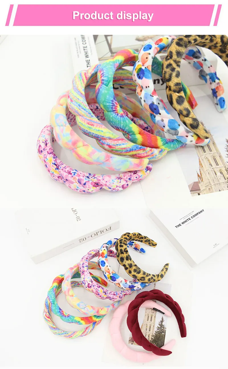 New Custom Hair Accessories Sponge Twist Headband Wide Padded Puffy Hairbands Padded For Women