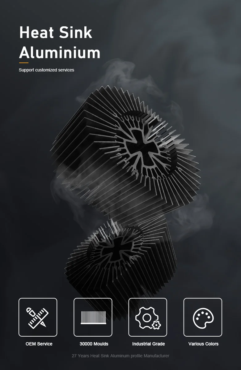 Heatsink Aluminum Profiles Top Mount Finned Radiator Crimped Fins