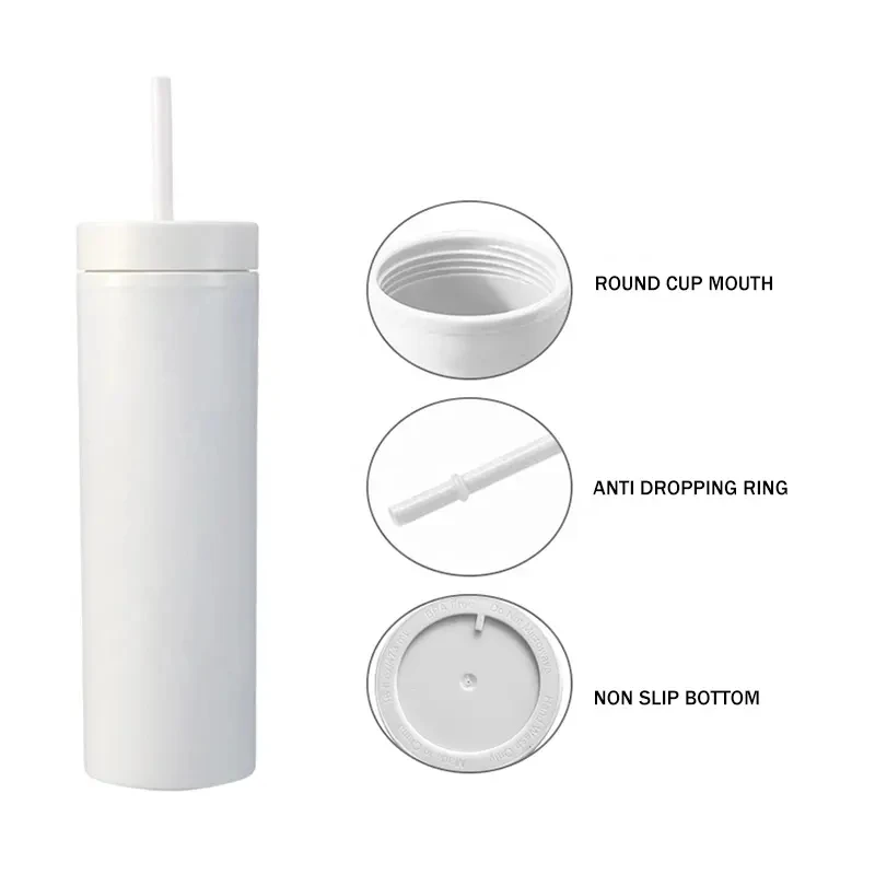 Оптовая продажа цветные тонкие акриловые стаканы на 16 унций двойные с крышками и соломинками пластиковые 450