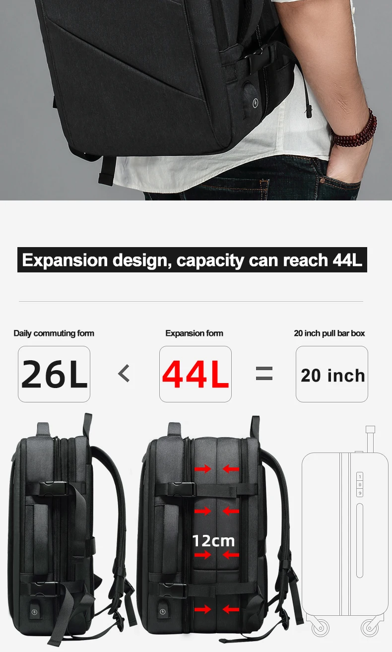 Recycled Sac a Dos Homme Expandable Durable Backpack Travel Bag Pack ...