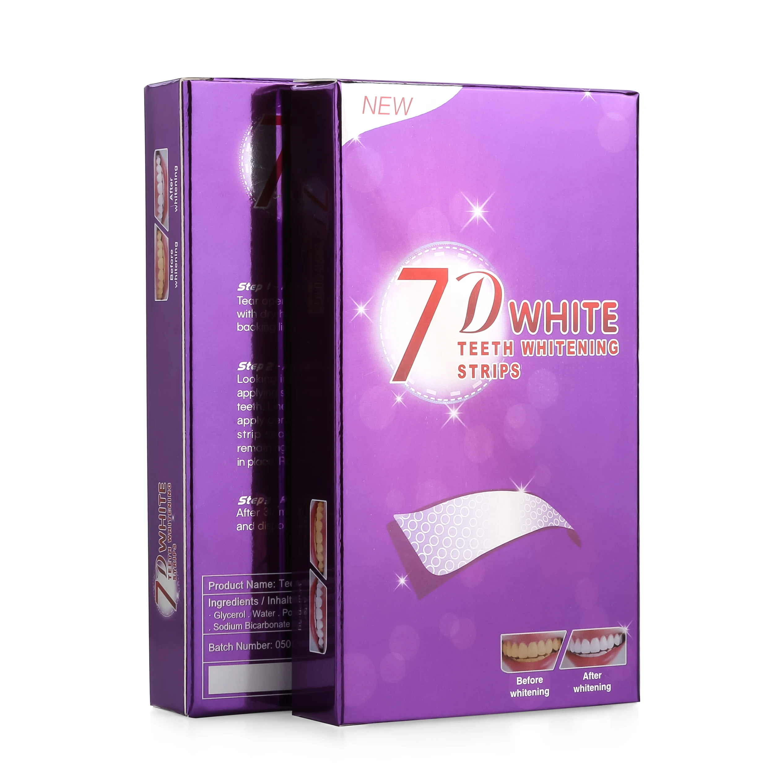 7D Purple tiras blanqueadoras dentales sin peróxido, 14 ...