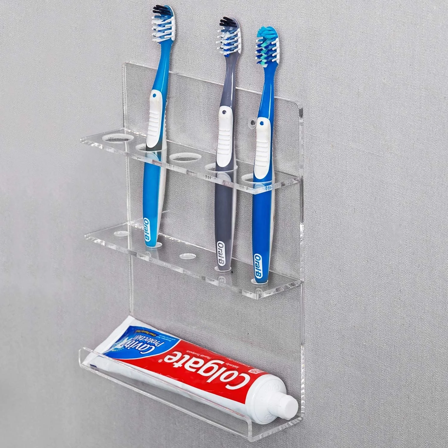 Bathroom Organiser Details about   Clear 1-5 Electric Toothbrush Holder & Toothpaste Holder 