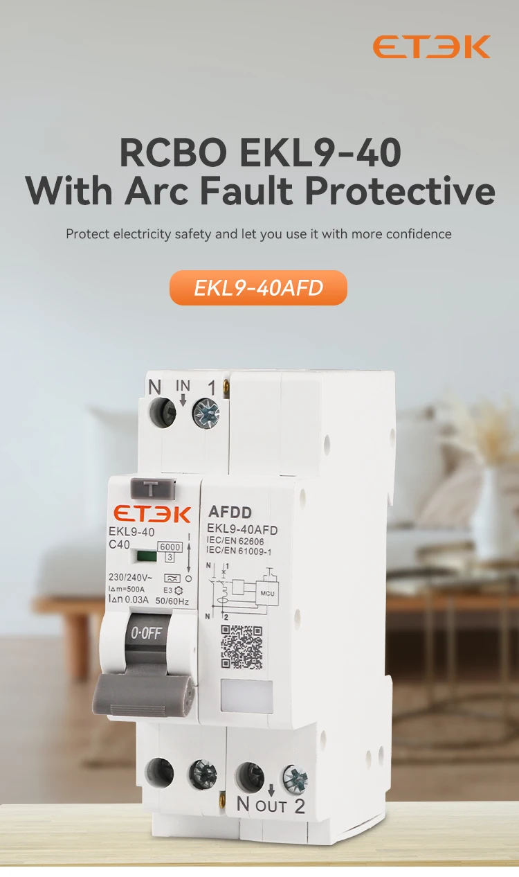 Etek Rcd Circuit Breakers 6a 2pole(1p+n) Rcbo 10,30 100 300ma Arc Fault ...